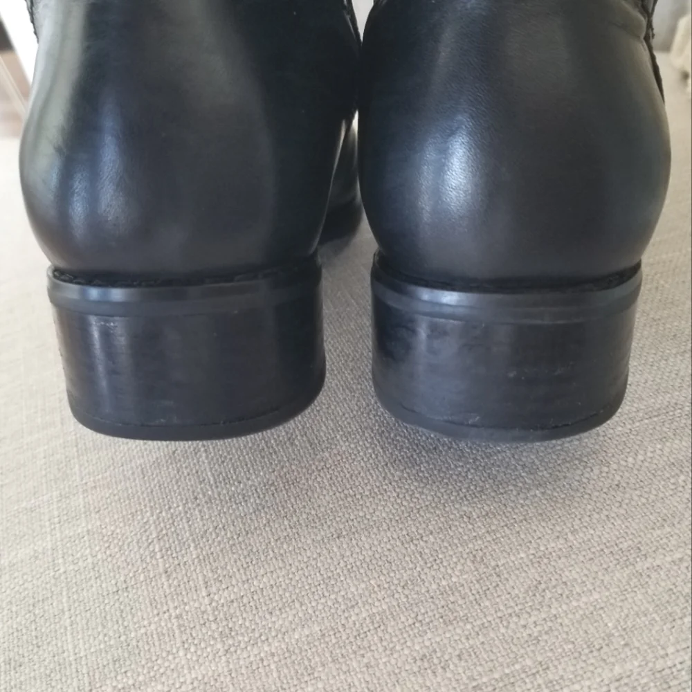 Blondo Black Tall Leather Riding Boot Side Zip Round Toe Block Heel Waterproof